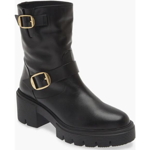 NEW Stuart Weitzman Soho Moto Booties Size 9B Women's Black (Retail $695) - Picture 1 of 9